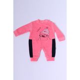 HÇM Bebek Kadife Tulum Uzun Kollu Çıtçıtlı Baskılı D5 - 6 Ay - Pembe