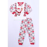 HÇM Çocuk Yılbaşı Pijama Takımı Noel Baba Baskılı Ribanalı D8 - 1 Yaş - Kırmızı - Beyaz