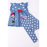 HÇM Kız Çocuk Takım Kapri Taytlı Minnie Mouse Baskılı Puantiyeli B6 - 9 Ay - Mavi