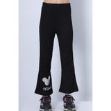 HÇM Kız Çocuk Tayt Ispanyol Paça Karakter Nakışlı F15 - 4 - 5 Yaş - Siyah