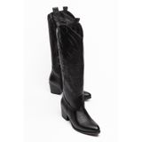 HCO SHOES Nakışlı Fermuarlı Uzun Kadın Kovboy Çizme