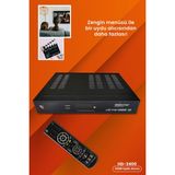 HD-3400 HDMI Tüplü Tv Uyumlu Scart Pvr Kayıt Hd Uydu Alıcısı - Ahşap