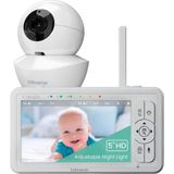 Hd 5 Inç Bebek Monitörü, 2 Kamera, Wifi Gerektirmez, Gece Işığı, 4x Zoom, 4000MAH Pil, 2 Yönlü Ses