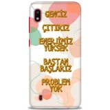 HD Baskılı Kılıf + SERAMİK TAM KAPLAYAN EKRAN KORUYUCU 170 Beyaz - Turuncu Samsung Galaxy A10 ile uyumlu
