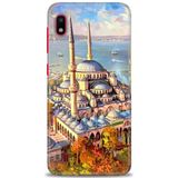 HD Baskılı Kılıf + SERAMİK TAM KAPLAYAN EKRAN KORUYUCU 226 Beyaz Puantiye Samsung Galaxy A10 ile uyumlu