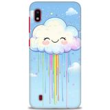 HD Baskılı Kılıf + SERAMİK TAM KAPLAYAN EKRAN KORUYUCU 307 Beyaz - Mavi - Altın Samsung Galaxy A10 ile uyumlu