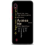 HD Baskılı Kılıf + SERAMİK TAM KAPLAYAN EKRAN KORUYUCU 393 Beyaz - Altın - Siyah Samsung Galaxy A10 ile uyumlu
