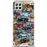 HD Baskılı Kılıf + SERAMİK TAM KAPLAYAN EKRAN KORUYUCU 483 Beyaz Çicek Desenli Samsung Galaxy A22 ile uyumlu