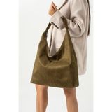 H&D COLLECTİON Kadın Süet Geniş Büyük Shopper Omuz Çantası