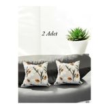 HD HOME COLLECTİON (2 Adet) Papatya Desen Keten Kumaş Punch Kırlent Kılıf (Panç)