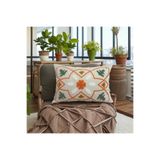 HD HOME COLLECTİON Keten Kumaş Geometrik Seri Oranj Detay Punch Kırlent Kılıfı 35*50 cm
