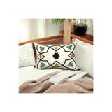 HD HOME COLLECTİON Keten Kumaş Geometrik Seri Siyah-Çağla Yeşil Detay Punch Kırlent Kılıfı 35*50 cm