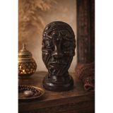 HD Marketim Dekoratif Otantik Büst Heykel – Modern Salon Ofis Masa Üstü Biblo – Vintage Ahşap Görünümlü Dekor (14,5 cm) Reçine