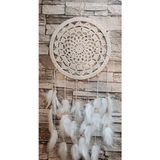 HD Marketim Düş Kapanı Makrome Dreamcatcher Ekru Kuş Tüyü Rüya Kapanı Duvar Süsü Elişi
