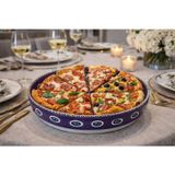HD Marketim El Yapımı Çini Pizza Tabağı 30 cm – Nazar Motifli Seramik Servis Tabağı | Sunum & Sofra Dekoru