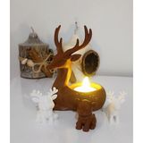 HD Marketim Geyik Mumluk & Mini Geyikler Noel Yılbaşı Süsü Dekoratif Biblo Tealight Mumluk Mum Dahildir