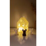 HD Marketim Kış Evi Mini Geyik Mumluk Noel Yılbaşı Süsü Dekoratif Biblo Tealight Mumluk Seti Mumlar Dahildir