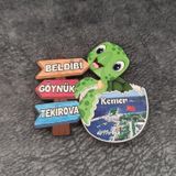 HD Marketim Magnet Kaplumbağa Caretta Hayvan Buzdolabı Süsü Ahşap Magnet Mıknatıslı Hediyelik Eşya