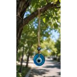 Hd Marketim Nazar Boncuğu Dikiz Aynası Süsü Mavi Renkli 4 cm Duvar Süsü El Yapımı Cam Kapı Süsü