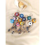 HD Marketim Nazar Boncuk Anahtarlık 20 Adet Kötü Göz Kovucu Nazar Hand Made Hasır Renkli Boncuklu Nazarlı Anahtarlık