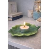 HD Marketim Yaprak Formlu Seramik Mumluk | Dekoratif Tealight Mumluk, Yemek Masası & Ev Dekoru (Yeşil)