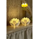 HD1001 2 Adet Lotus Lamba Başucu Masa Lambası Bohem Ev Dekoru Işık Çiçek Model Gece Işığı Dekor Pla