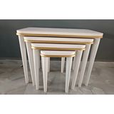 Hdb Home Hilal Dörtlü Zigon Modern Tasarım Krem Gold MDF Malzeme 4 Parça İç İçe Sehpa Seti