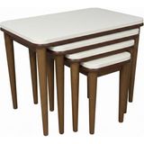 Hdb Home Hilal Zigon Sehpa Seti 4 Parça Modern Tasarım MDF Ekru Ceviz Renk 61x39x52 cm