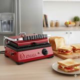 HDF Atababa 8 Dilim Döküm Plaka Ev Tipi Tost Makinesi - Büfe Tipi 220V - Kırmızı