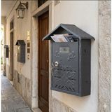 HDF Çatılı Posta Kutusu Metal Dış Mekan Apartman ve Müstakil Ev Tipi Isimlikli - 31X24X9 cm - 29X30X9 - 0 - Siyah - 1 Adet