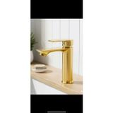 Hdf Lüks Parlak Gold Lavabo Bataryası - Altın Renk Modern Banyo Musluğu Çanak Lavabo Uyumlu Batarya