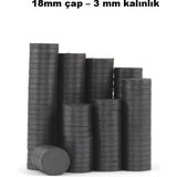Hdg 18X3 mm Yuvarlak Mıknatıs, Çok Amaçlı, Süsleme Mıknatısı, Ferrit Magnet -Kokulu Taş-Nişan Mıknatısı - 1000 Adet - Siyah
