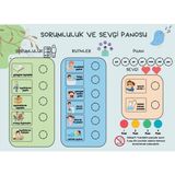 Hdg 2-4 Yaş Mıknatıslı Manyetik Günlük Sorumluluk Panosu 30X42 cm + Mıknatıslı Stickerlar- Okul Öncesi - 1 SET