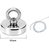 Hdg Güçlü Halkalı Neodyum Pot Mıknatıs - 42MM Çap - Kanca Kurtarma Mıknatısı Fishing Magnet - 1 Adet - Gümüş