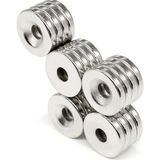 Hdg Havşa Delikli Çok Güçlü Neodyum Mıknatıs Magnet 15X3 mm - D10/D5MM Delik Çapı - 10 Adet - Gümüş