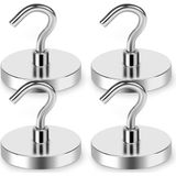 Hdg Kancalı Pot Mıknatıs - Güçlü Neodyum Askı Kanca Mıknatıs Manyetik Kanca Askı - 1 Adet - 36mm - Gümüş