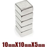 Hdg Neodyum Mıknatıs, Çap 10X10X5 mm Kare Magnet Süper Güçlü Magnet - 1 Adet - Gümüş