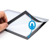 Hdg Yapışkanlı Alüminyum Renk Çift Mıknatıslı Şömiz Magnet Çerçeve Duyuru Pano 21X30 cm (A4) - Alüminyum Gri - 10 Adet