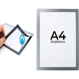 Hdg Yapışkanlı Alüminyum Renk Çift Mıknatıslı Şömiz Magnet Çerçeve Duyuru Pano 21X30 cm (A4) - Alüminyum Gri - 2 Adet