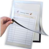 Hdg Yapışkanlı Alüminyum Renk Çift Mıknatıslı Şömiz Magnet Çerçeve Duyuru Pano 21X30 cm (A4) - Alüminyum Gri - 5 Adet