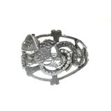 Hdmarketim 5489 Otantik Swarovski Taşlı Kurukafa Kelepçe Metal Bileklik