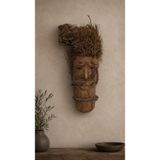 Hdmarketim.com Dekoratif Ahşap Duvar Maskesi El Yapımı Otantik Tribal Bohem Salon Ofis Duvar Dekoru 51 cm
