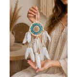 Hdmarketim.com Mini Düş Kapanı Bambu Dream Catcher Bohem Duvar Süsü 9 cm Çap 40 cm Uzunluk El Yapımı Dekor