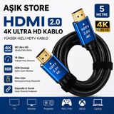 Hdmı 2.0 Kablo 5 Metre 4K Ultra Hd 18Gbps Altın Uçlu Hdr Destekli Tv Monitör Ps5 Xbox Laptop Uyumlu