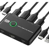 HDMI 4K Kvm Switch 2 Port USB 2 Pc Tek Kasa Klavye Mouse Kontrol Çoklayıcı