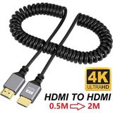 HDMI Spiral Yaylı Uzayabilen Fullhd 4K 60Hz UHD Kablo (0.5-2 Metre) - Option-1 - Ahşap