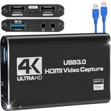 HDMI to USB 3.0 Video Capture Kartı Ses ve Görüntü Yakalama | 4K 60FPS Görüntü Aktarma, Ekstra Güç Gerektirmez, PS3 PS4 PS5 Xbox, Windows ve OS X ile Uyumlu Yayın Kayıt Cihazı, ZR1285, Siyah