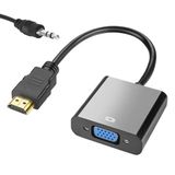 HDMI to VGA Çevirici Adaptör Ses Çıkışlı, Aparat HDMI Çıkışlı Bilgisayarların Görüntüsünü VGA Girişli Monitör, Projeksiyon vb Görüntü Cihaza Aktarır,
