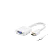 Hdmi To Vga Dişi Ses Çıkışlı Görüntü Dönüştürücü 1080P - Beyaz Hdx2019b
