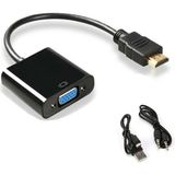 HDMI To VGA Dönüştürücü Adaptör – Mikro USB Güç ve Aux Ses Destekli 1080P Full Hd Görün - Renkli